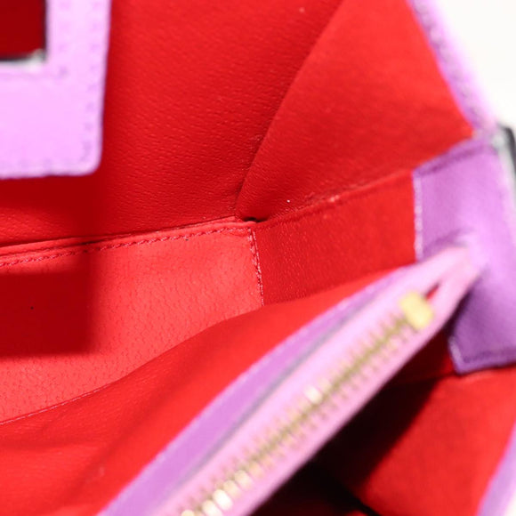 CELINE Shoulder Bag Leather Purple Gold Auth 108107V