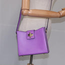 CELINE Shoulder Bag Leather Purple Gold Auth 108107V-24