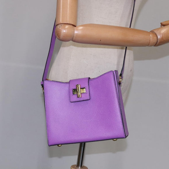 CELINE Shoulder Bag Leather Purple Gold Auth 108107V