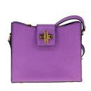 CELINE Shoulder Bag Leather Purple Gold Auth 108107V-13