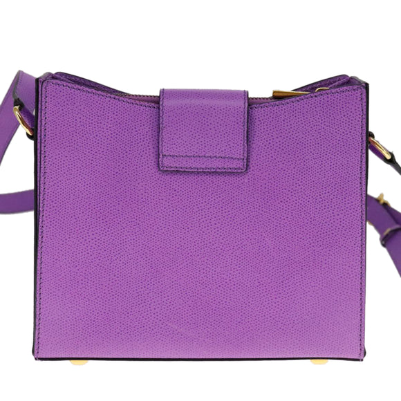 CELINE Shoulder Bag Leather Purple Gold Auth 108107V
