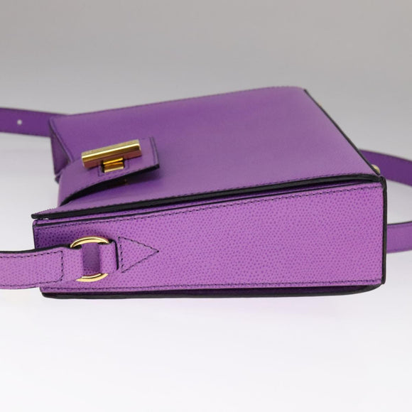 CELINE Shoulder Bag Leather Purple Gold Auth 108107V