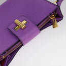 CELINE Shoulder Bag Leather Purple Gold Auth 108107V-6