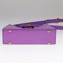 CELINE Shoulder Bag Leather Purple Gold Auth 108107V-5