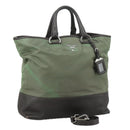 PRADA Tote Bag Nylon Leather 2way Khaki Auth 108115-1