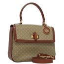 CELINE Macadam Canvas Hand Bag 2way Beige Gold Auth 108125-1