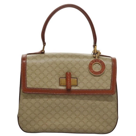 CELINE Macadam Canvas Hand Bag 2way Beige Gold Auth 108125
