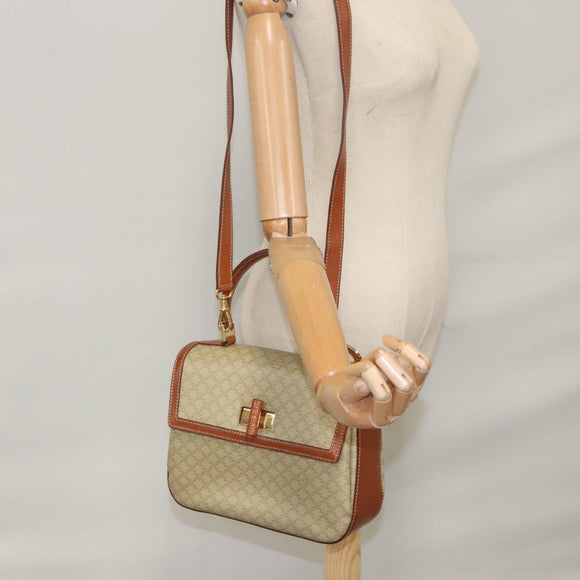 CELINE Macadam Canvas Hand Bag 2way Beige Gold Auth 108125