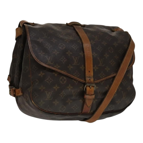 LOUIS VUITTON Monogram Saumur 35 Shoulder Bag M42254 LV Auth 108141