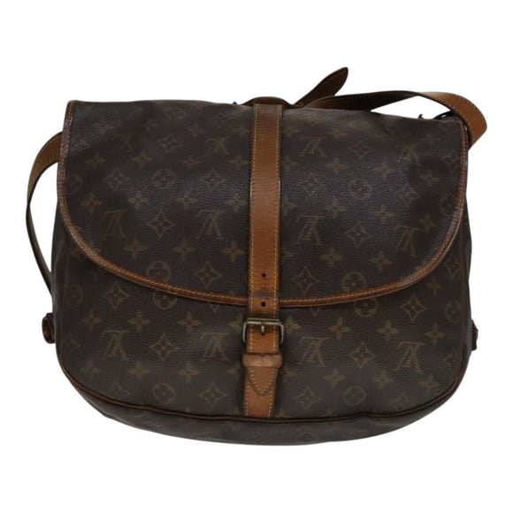 LOUIS VUITTON Monogram Saumur 35 Shoulder Bag M42254 LV Auth 108141