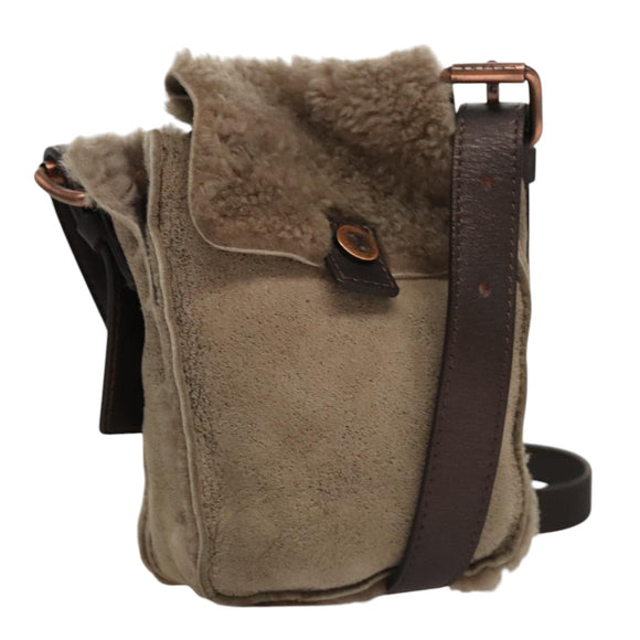 CELINE Shoulder Bag Mouton Beige Auth 108155