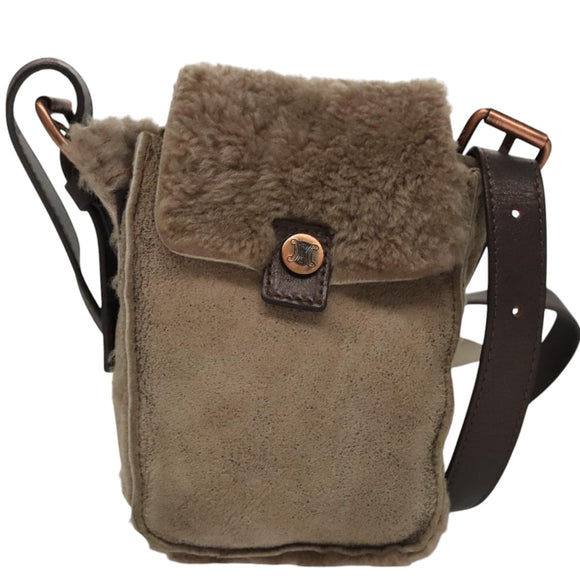 CELINE Shoulder Bag Mouton Beige Auth 108155