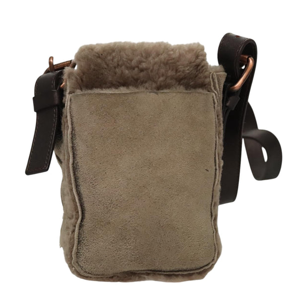 CELINE Shoulder Bag Mouton Beige Auth 108155