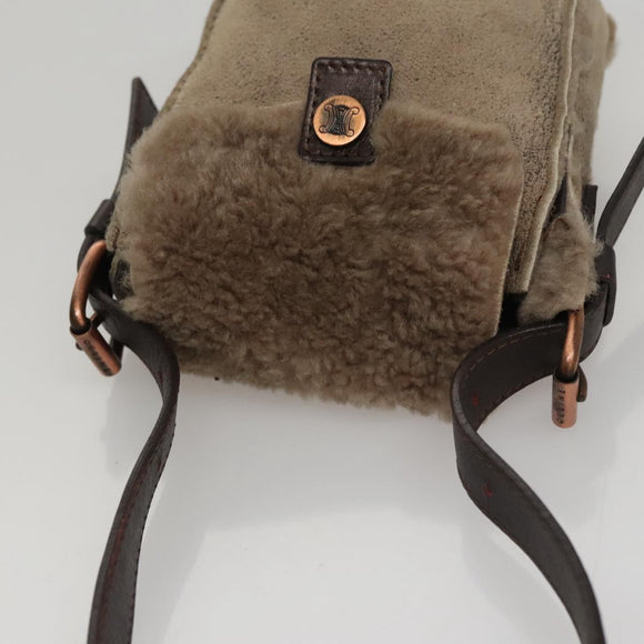 CELINE Shoulder Bag Mouton Beige Auth 108155