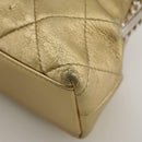 CHANEL Chain Shoulder Bag Lamb Skin Gold CC Auth 108166-9