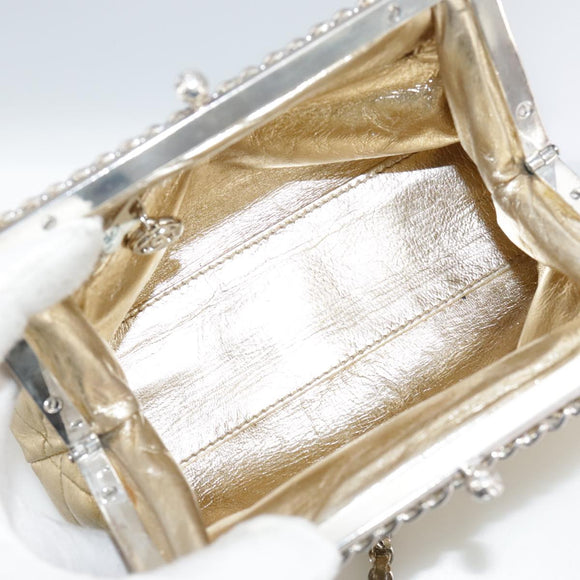 CHANEL Chain Shoulder Bag Lamb Skin Gold CC Auth 108166