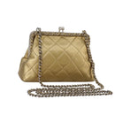 CHANEL Chain Shoulder Bag Lamb Skin Gold CC Auth 108166-1