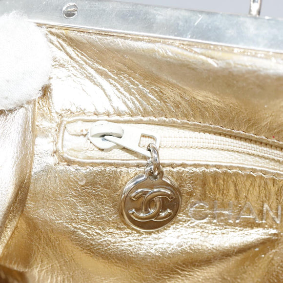 CHANEL Chain Shoulder Bag Lamb Skin Gold CC Auth 108166