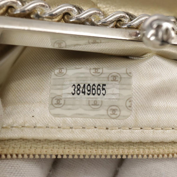 CHANEL Chain Shoulder Bag Lamb Skin Gold CC Auth 108166
