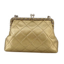 CHANEL Chain Shoulder Bag Lamb Skin Gold CC Auth 108166-13