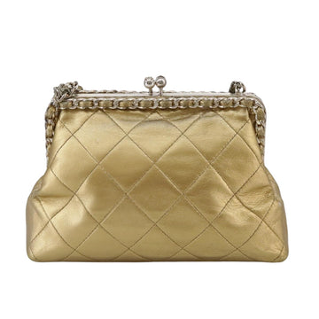 CHANEL Chain Shoulder Bag Lamb Skin Gold CC Auth 108166 - 0