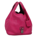 LOEWE Hand Bag Leather Pink Silver Auth 108259-1