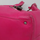 LOEWE Hand Bag Leather Pink Silver Auth 108259-10