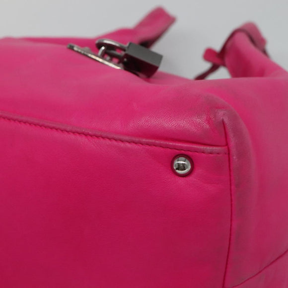 LOEWE Hand Bag Leather Pink Silver Auth 108259