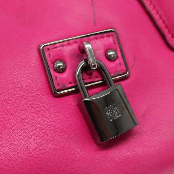 LOEWE Hand Bag Leather Pink Silver Auth 108259