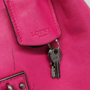 LOEWE Hand Bag Leather Pink Silver Auth 108259-15