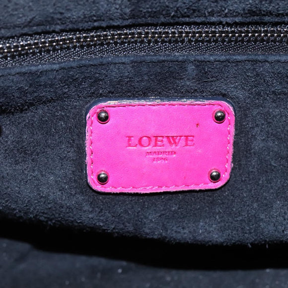 LOEWE Hand Bag Leather Pink Silver Auth 108259