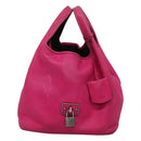 LOEWE Hand Bag Leather Pink Silver Auth 108259-2