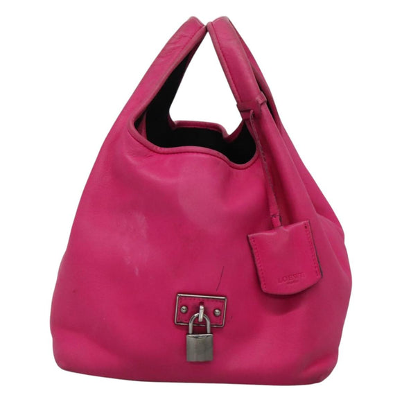 LOEWE Hand Bag Leather Pink Silver Auth 108259