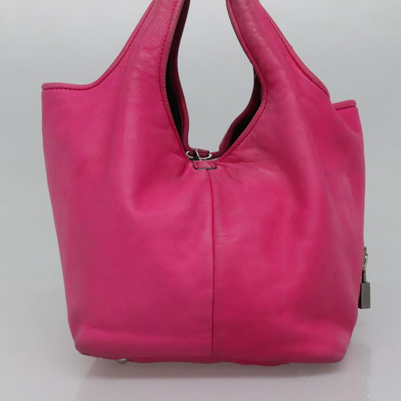 LOEWE Hand Bag Leather Pink Silver Auth 108259