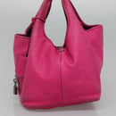 LOEWE Hand Bag Leather Pink Silver Auth 108259-5