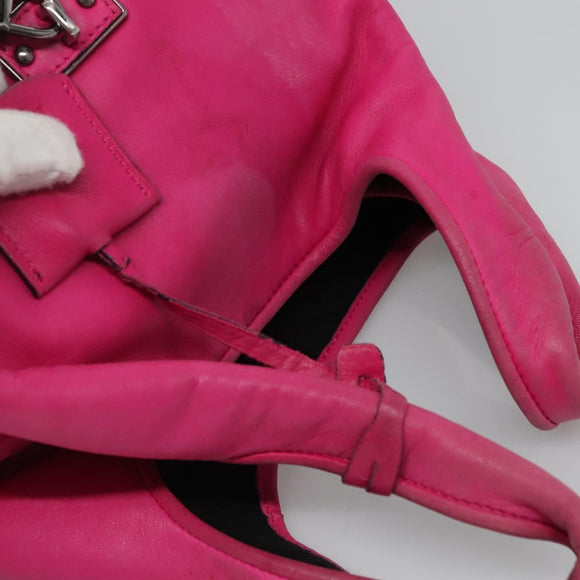 LOEWE Hand Bag Leather Pink Silver Auth 108259