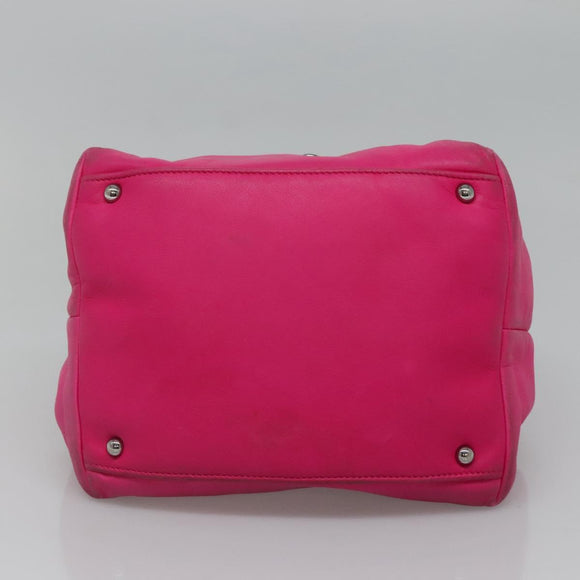 LOEWE Hand Bag Leather Pink Silver Auth 108259