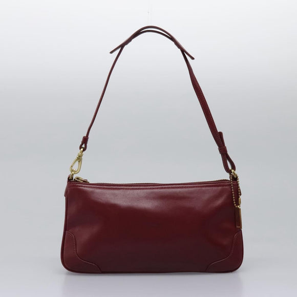 Coach Hand Bag Leather 2Set Brown Wine Red Auth 108263