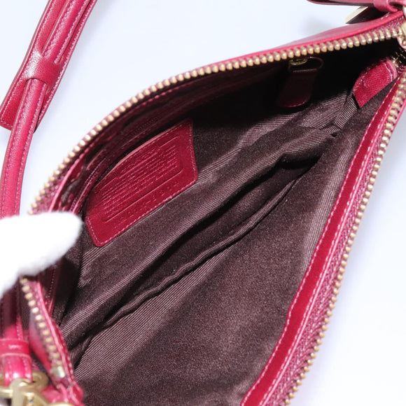 Coach Hand Bag Leather 2Set Brown Wine Red Auth 108263