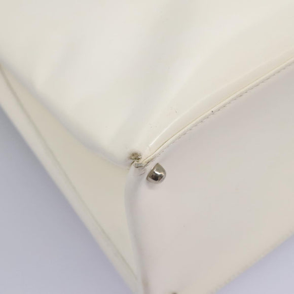 GUCCI Hand Bag Enamel 2way White Auth 108277