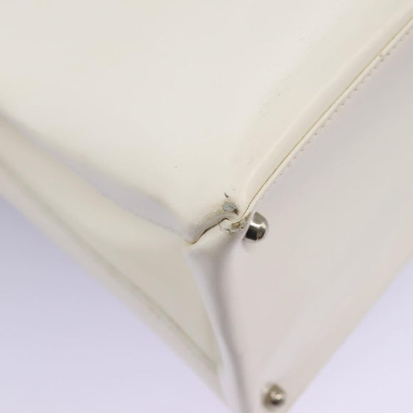 GUCCI Hand Bag Enamel 2way White Auth 108277