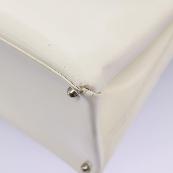 GUCCI Hand Bag Enamel 2way White Auth 108277