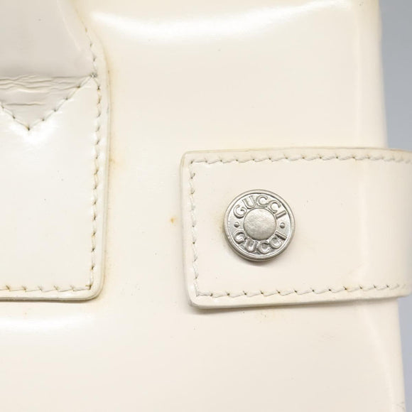 GUCCI Hand Bag Enamel 2way White Auth 108277