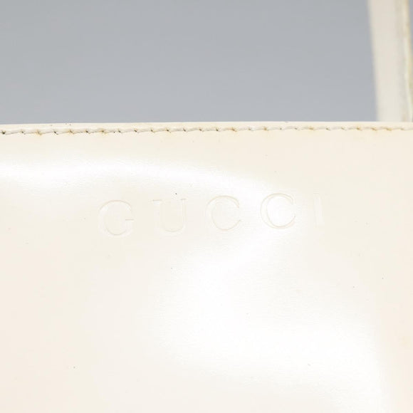 GUCCI Hand Bag Enamel 2way White Auth 108277
