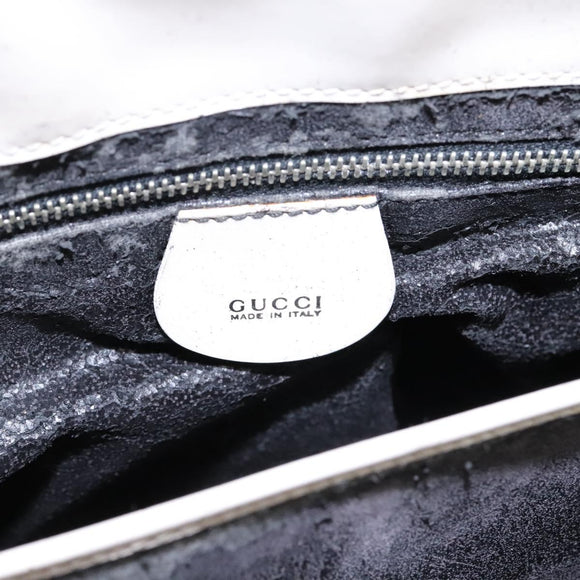 GUCCI Hand Bag Enamel 2way White Auth 108277
