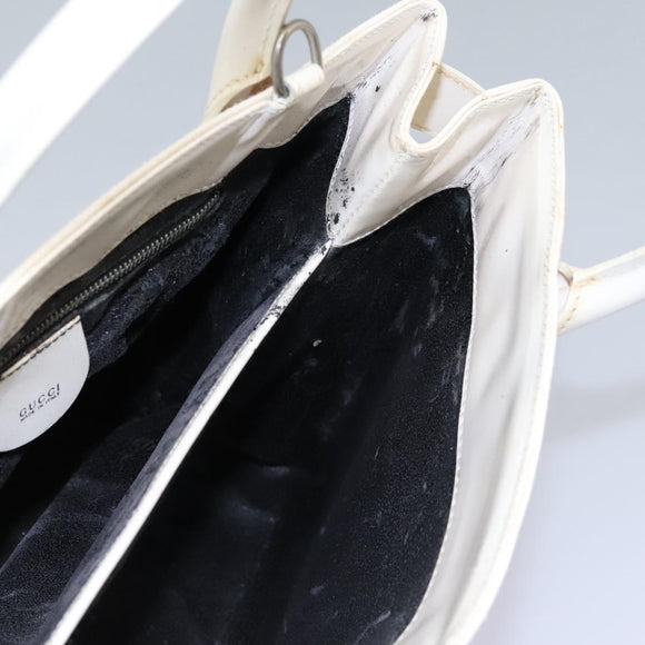 GUCCI Hand Bag Enamel 2way White Auth 108277