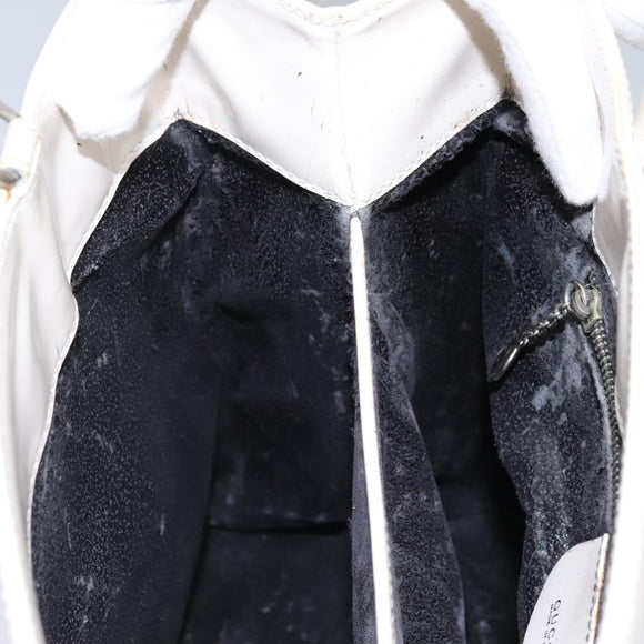 GUCCI Hand Bag Enamel 2way White Auth 108277