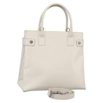 GUCCI Hand Bag Enamel 2way White Auth 108277