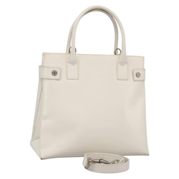 GUCCI Hand Bag Enamel 2way White Auth 108277