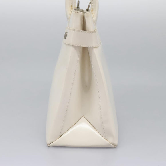 GUCCI Hand Bag Enamel 2way White Auth 108277